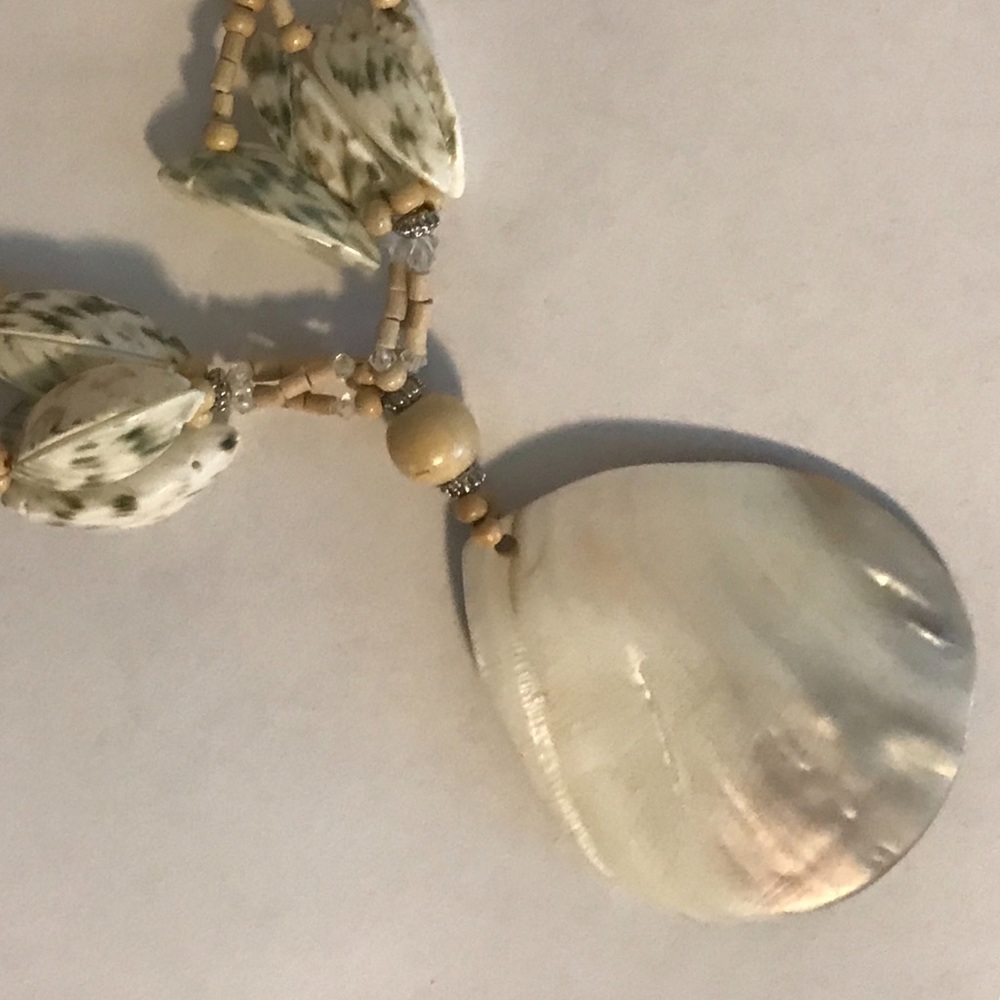 Beaded Shell Statement Necklace - Picture 5 of 7